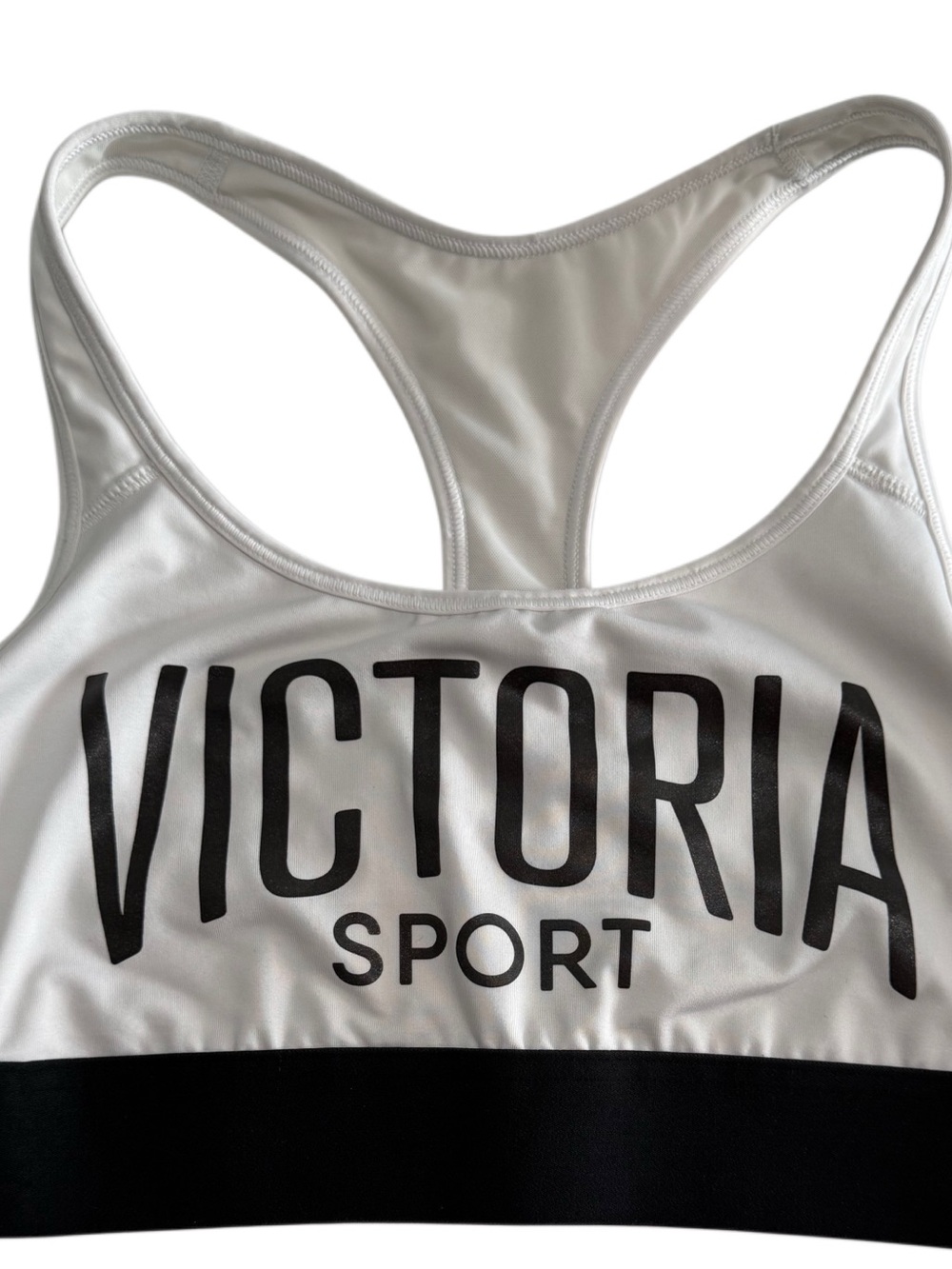Victoria's Secret White and Black Racerback Sports Bra - Victoria Sport